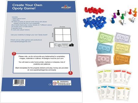 Apostrophe Games - Create Your Own Opoly Game (Blank Game Board, Box & Opoly Accessories) For Discount